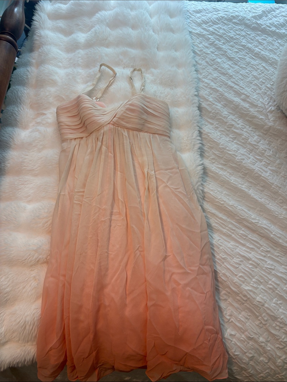 BCBGMaxAzria Peach Ombre Chiffon Spaghetti Strap Dress